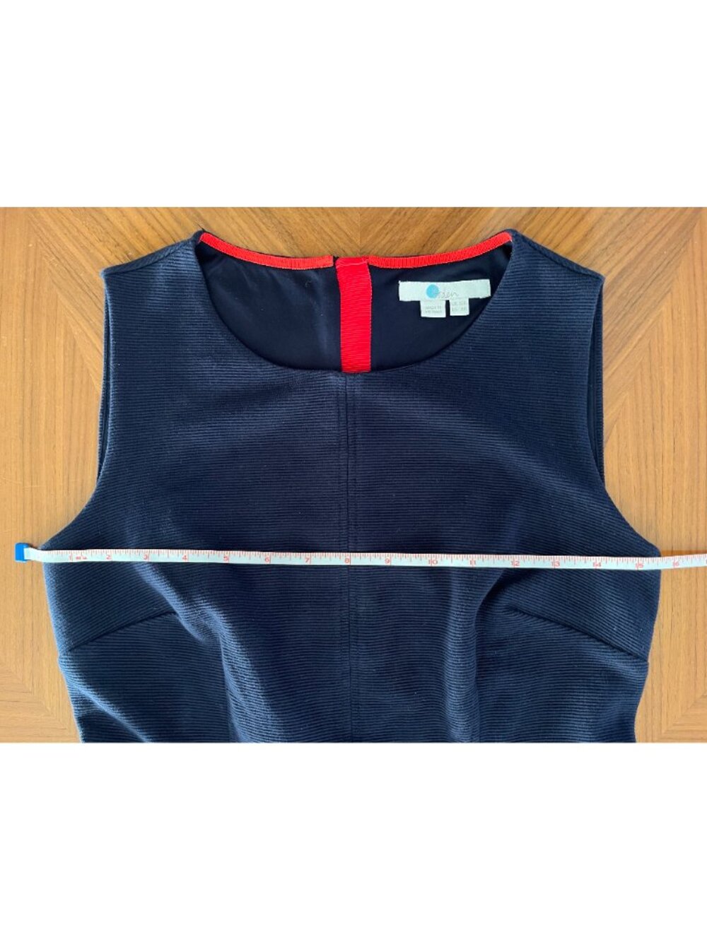 Vintage Y2K Boden Navy Blue & Red Contrast Ponte Sheath Midi Dress, Size 6 - Picture 9 of 13
